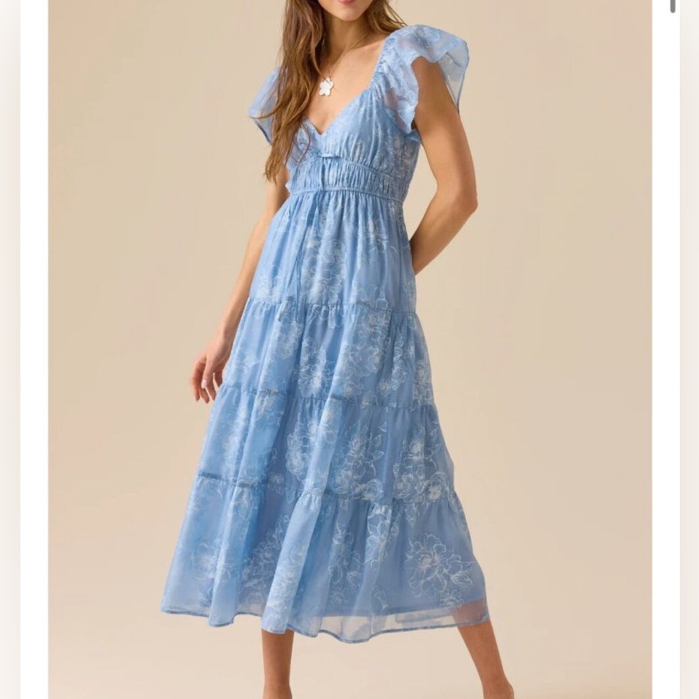 Altar'd State Light Blue Floral Maxi Dress